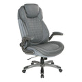 High Back Chair with Grey Bonded Leather and Flip Arms N5700