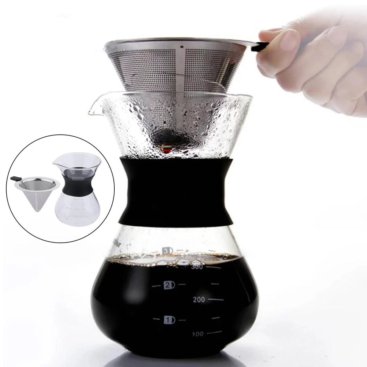 Glass Coffee Pot Coffee Brewer with Stainless Steel Filter, 14 Ounce Z666