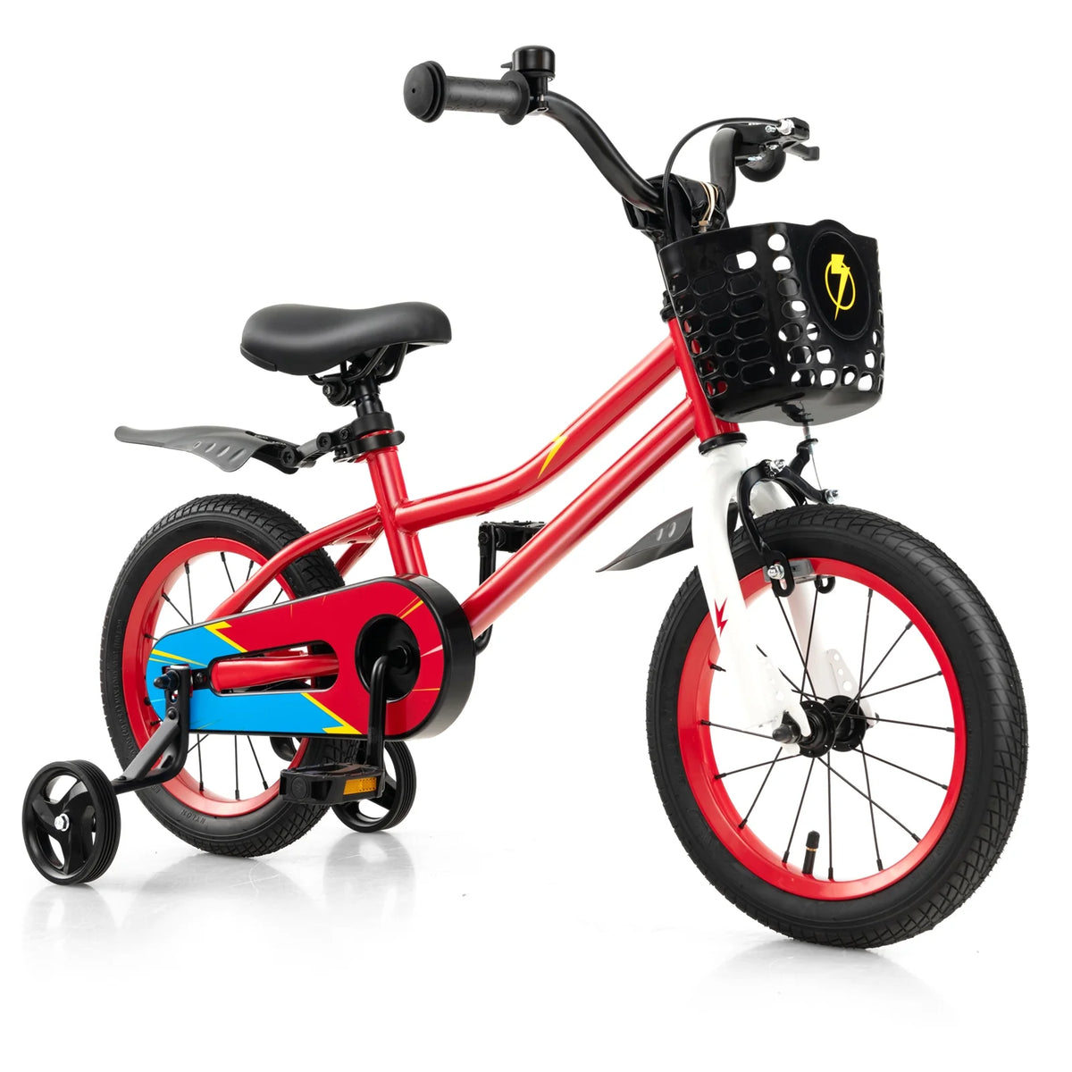 14'' Kid's Bike with Training Wheels & Basket White H19507