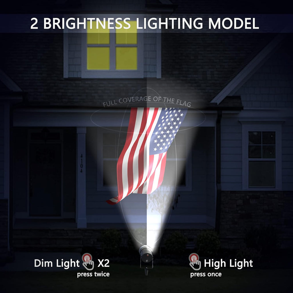 Solar Flag Pole Light 3in1 Design, 2 Brightness, Outdoor Dusk to Dawn U193319