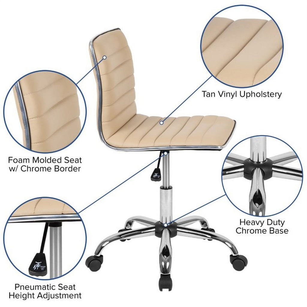 Tan Vinyl Low Back Swivel Office Chair S70065