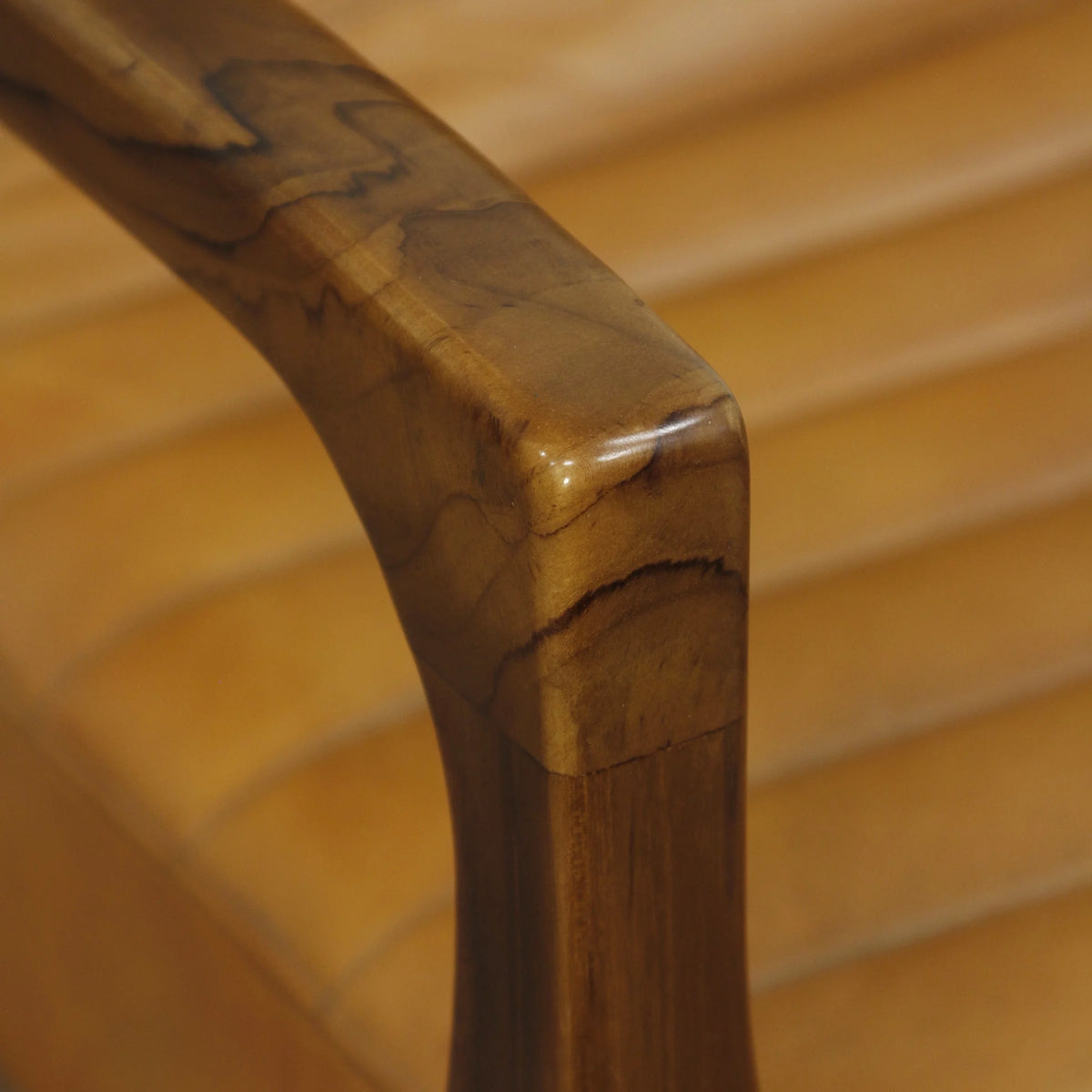 Channel Back Lounge Chair Solid Teak Wood Saddle Leather P176437