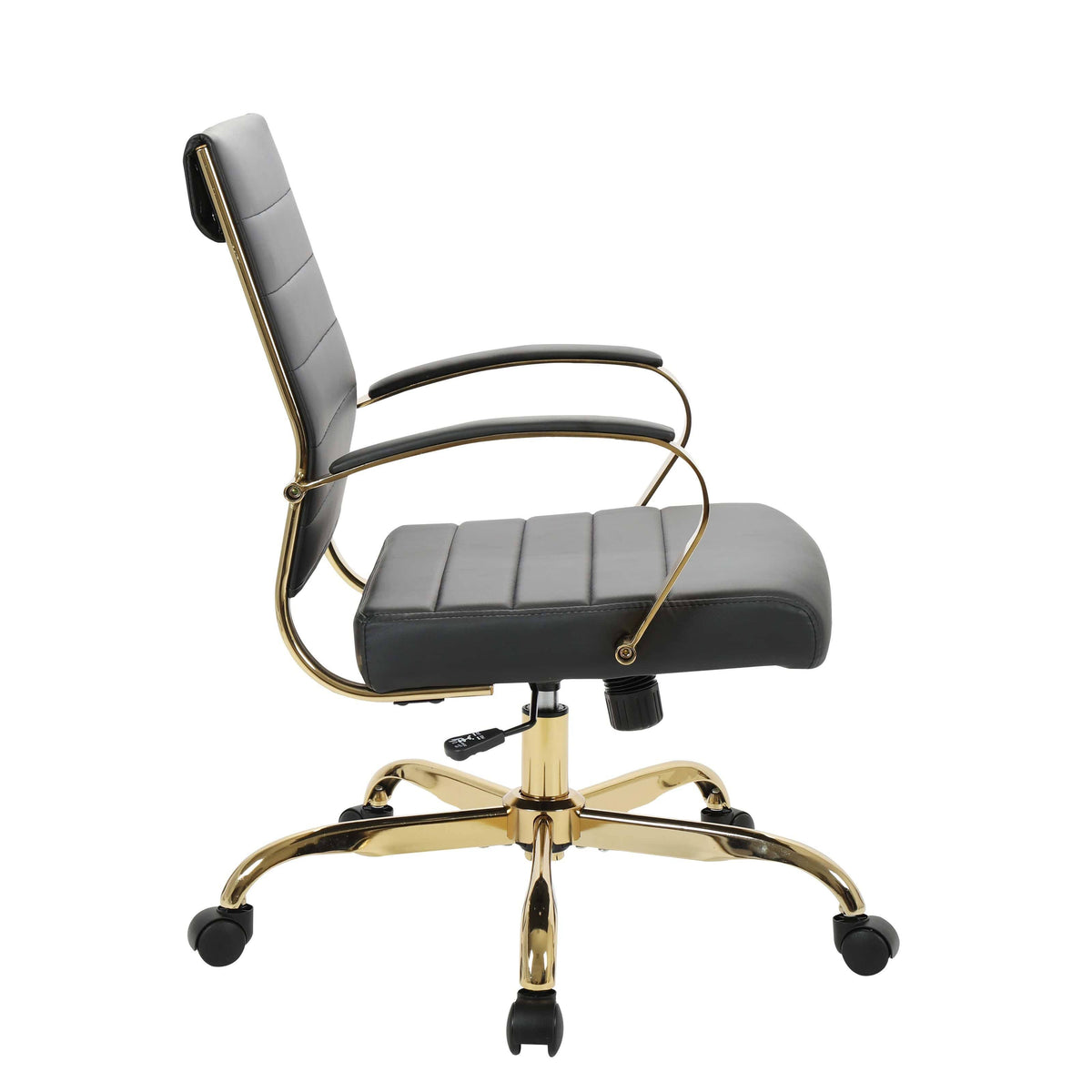 Black Leather Office Chair with Gold Frame R297876