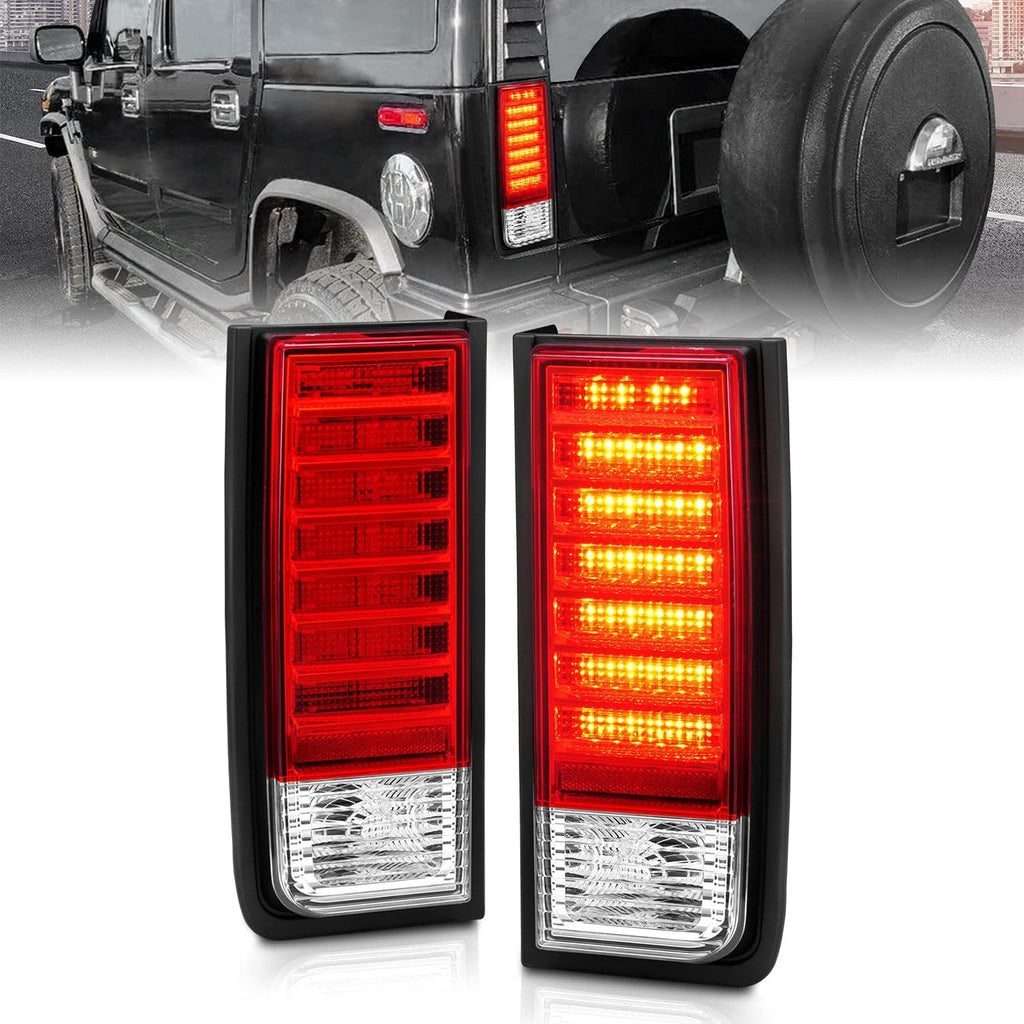 Red/Clear LED Brake Turn Signal Tail Lights Set for Hummer H2 F62176