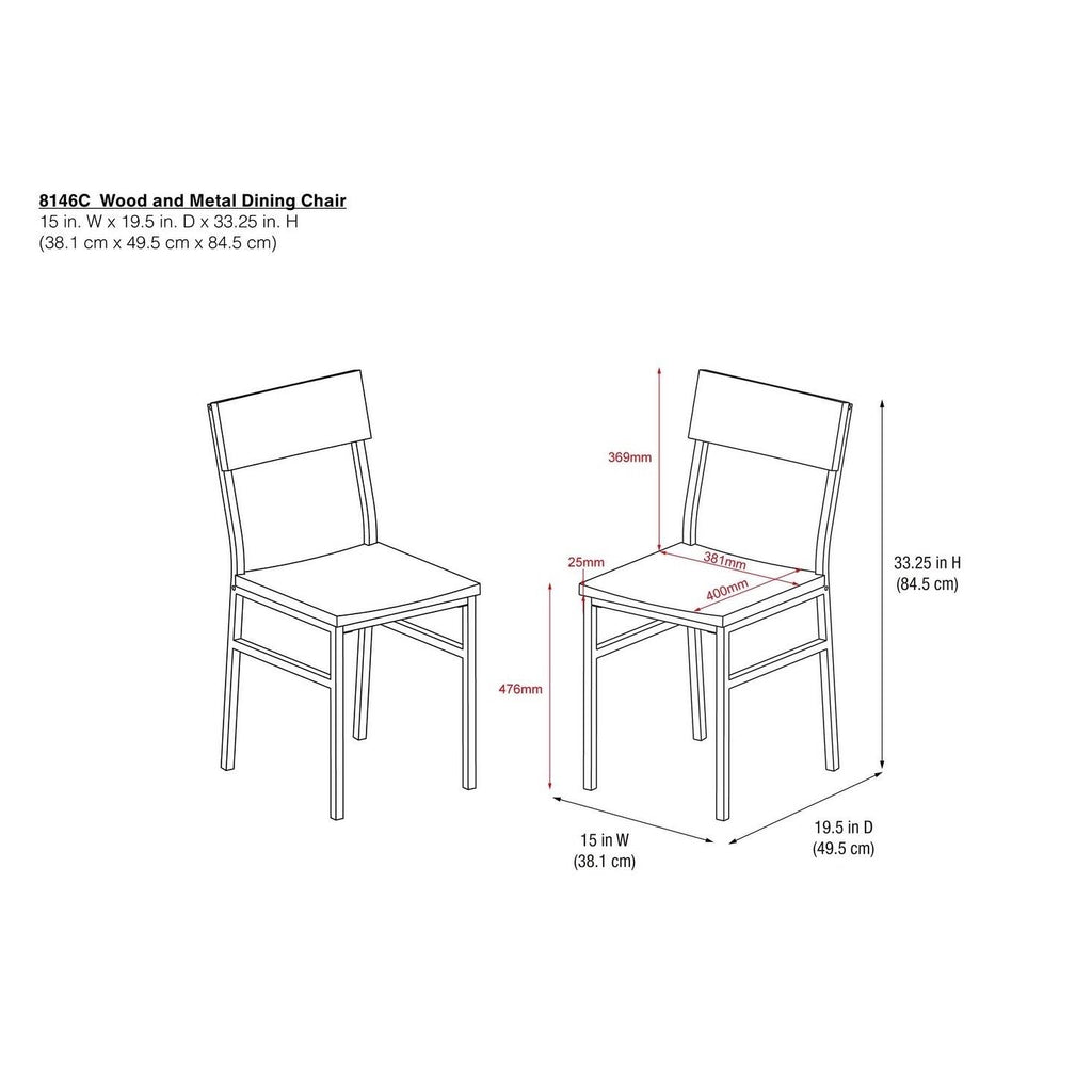 Natural Gray Wood and Metal Dining Chair (2-Pack) X220