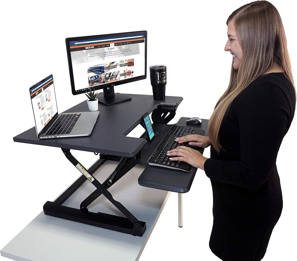Gray Height Adjustable Standing Desk with Removable Keyboard Tray O26732