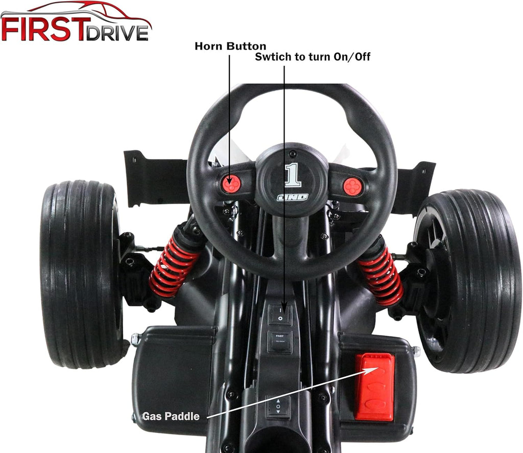 Kids Electric Go Kart 12V White Ride On Toy Car U469624
