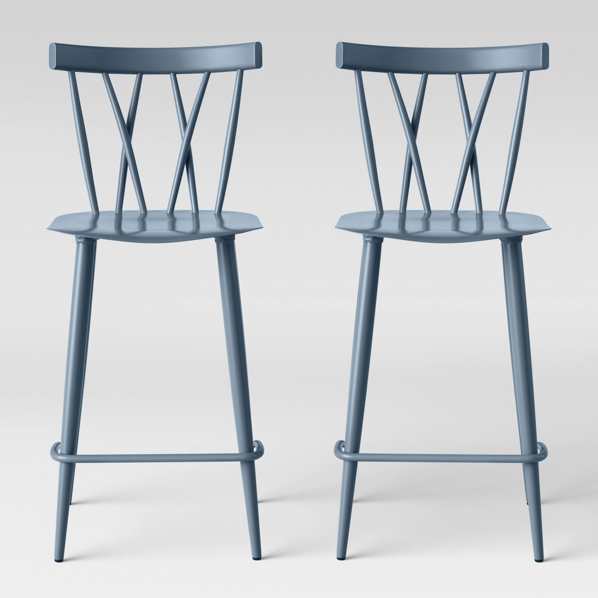 Light Blue Metal Counter Stool Set of 2 R19131