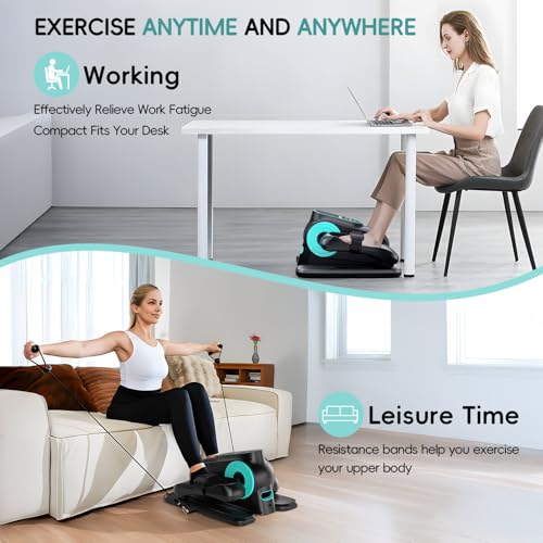 Under Desk Elliptical Machine, Quiet Portable Electric Seated Pedal Exerciser with Remote Control & 12 Adjustable Speeds K5853