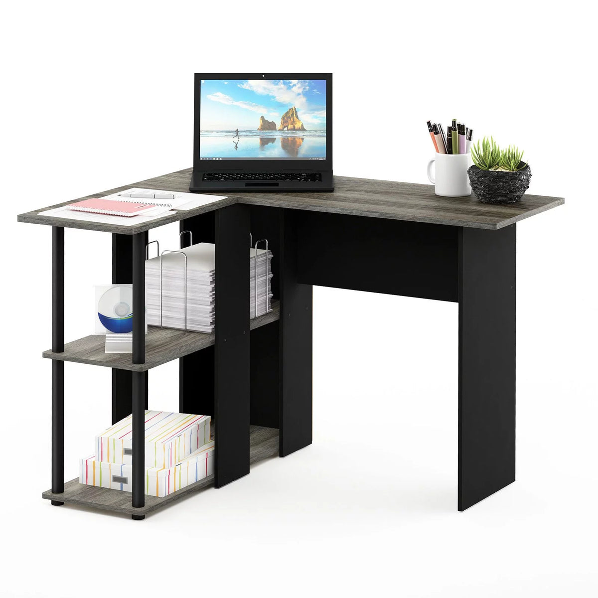 L-Shape Desk with Bookshelf X2934