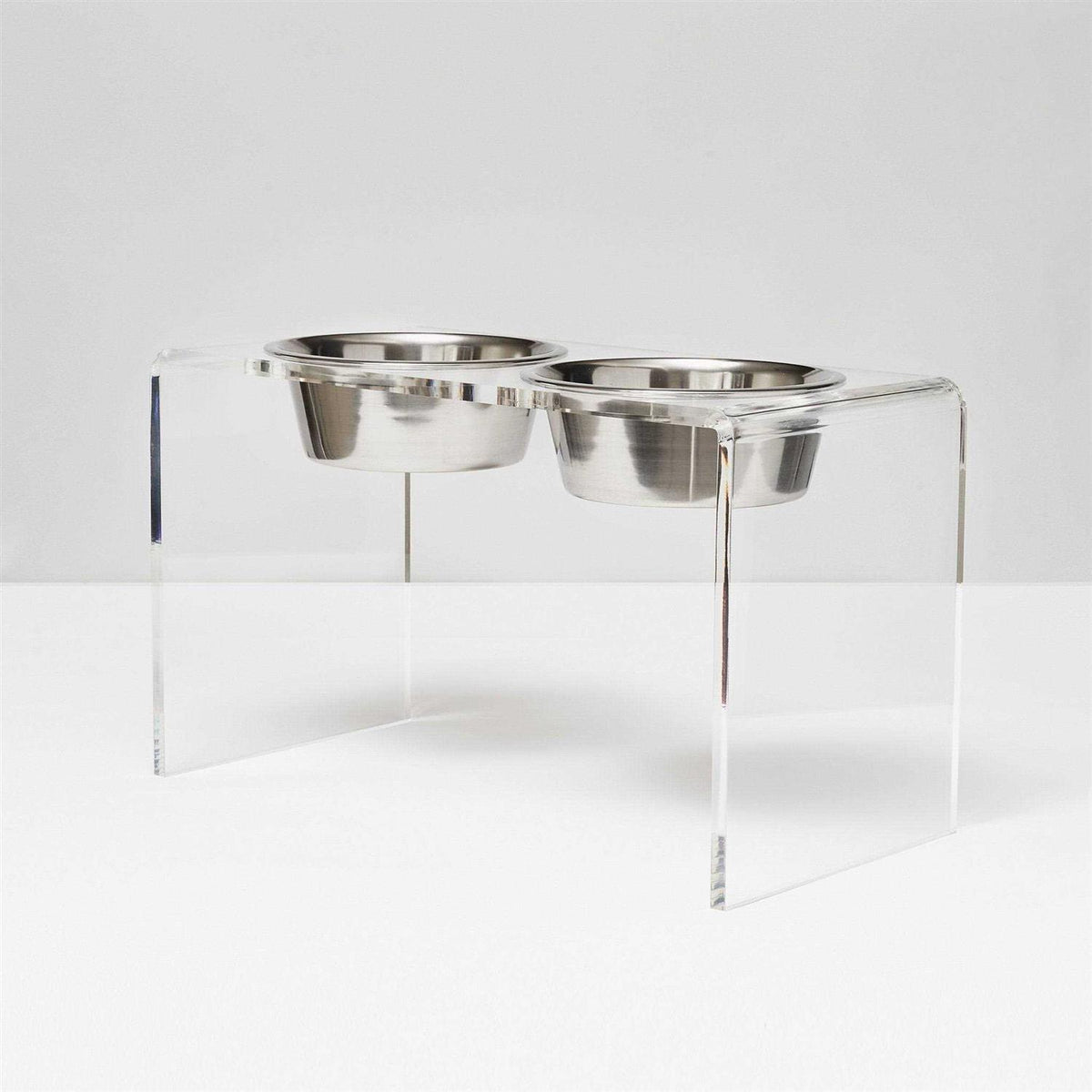 Large Clear Double Bowl Pet Feeder O309