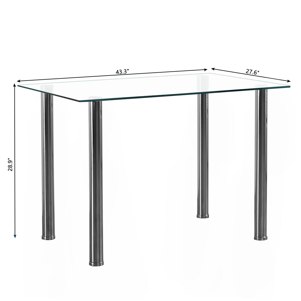 White Glass Dining Table Set for 4 C58273