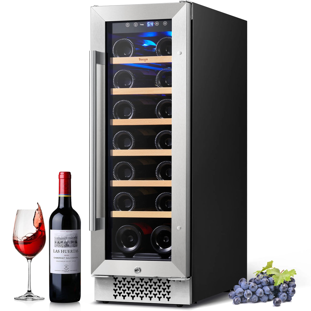 12 Bottle Compressor Wine Cooler Refrigerator with Glass Door and Safety Lock M599657
