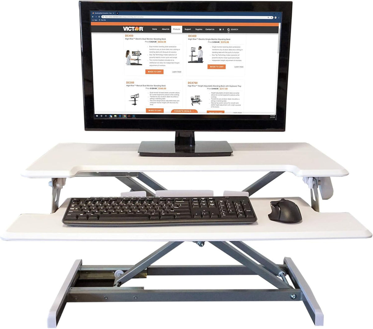 Gray Height Adjustable Standing Desk with Removable Keyboard Tray O26732