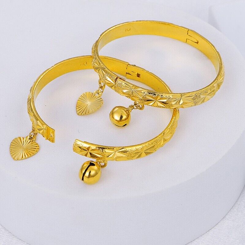 18k Gold Filled Sterling Silver Baby Bead Bell Bracelet C50857