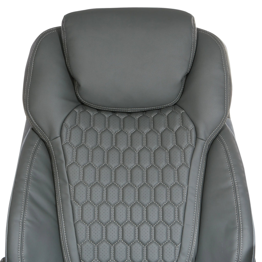 High Back Chair with Grey Bonded Leather and Flip Arms N5700