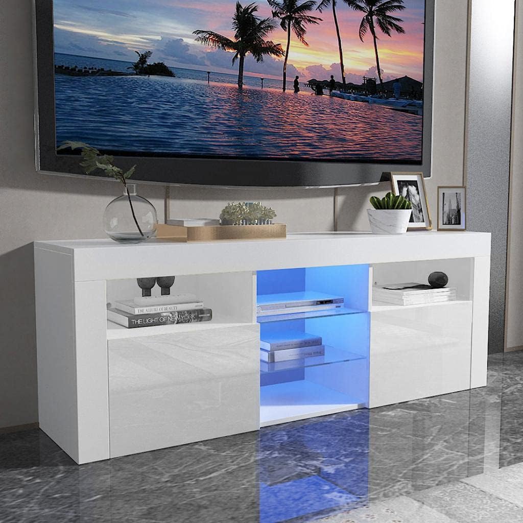 White High Gloss TV Cabinet with Storage and 2 Drawers H974853