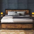King Platform Bed Frame with Headboard and Under Bed Storage S45665