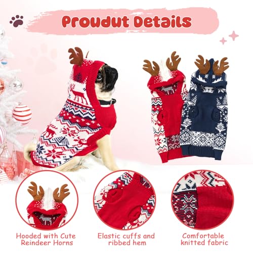 2 Pcs Christmas Dog Sweater Warm Winter Dog Hoodie H746101