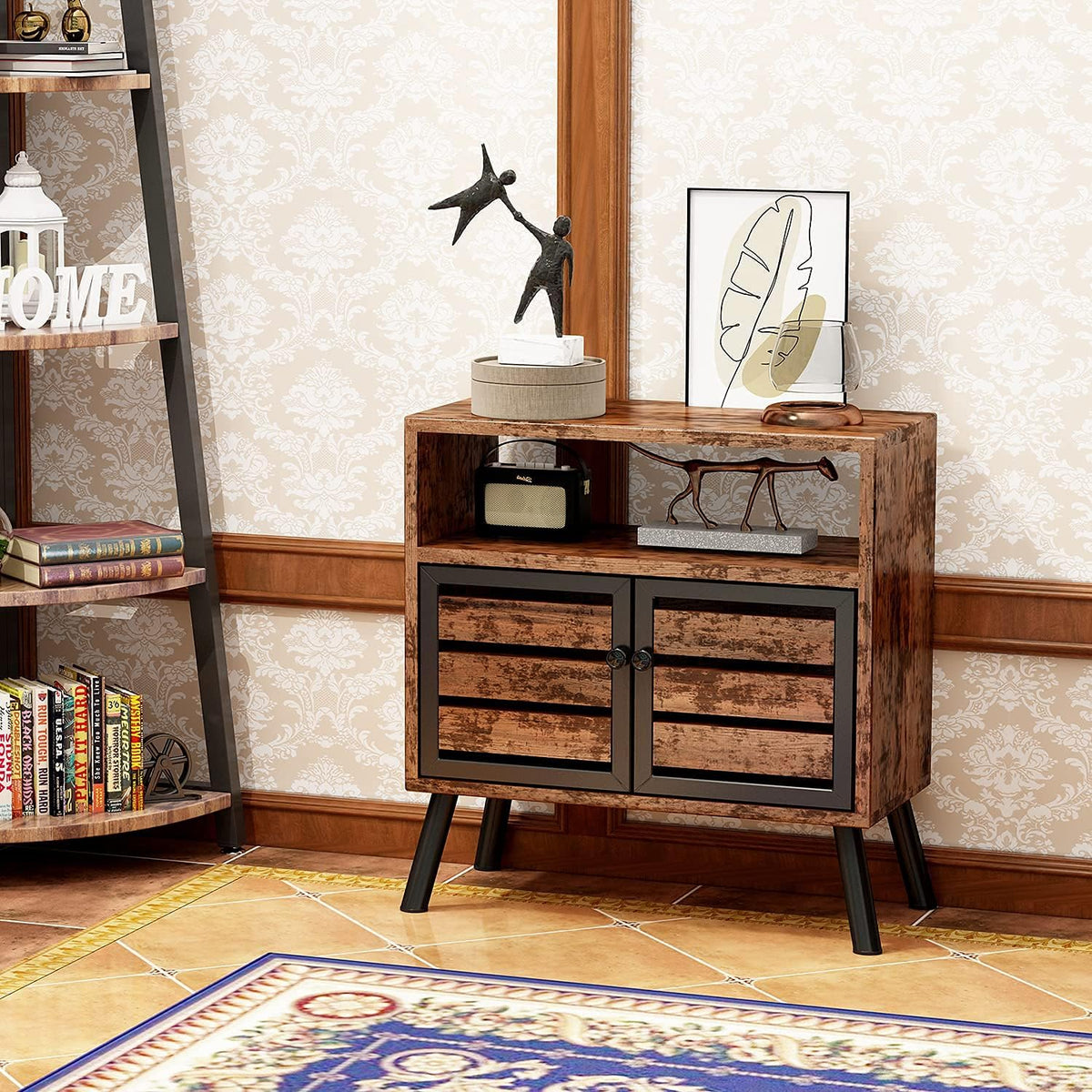 Rustic Brown Storage Sideboard Buffet Table Z75981