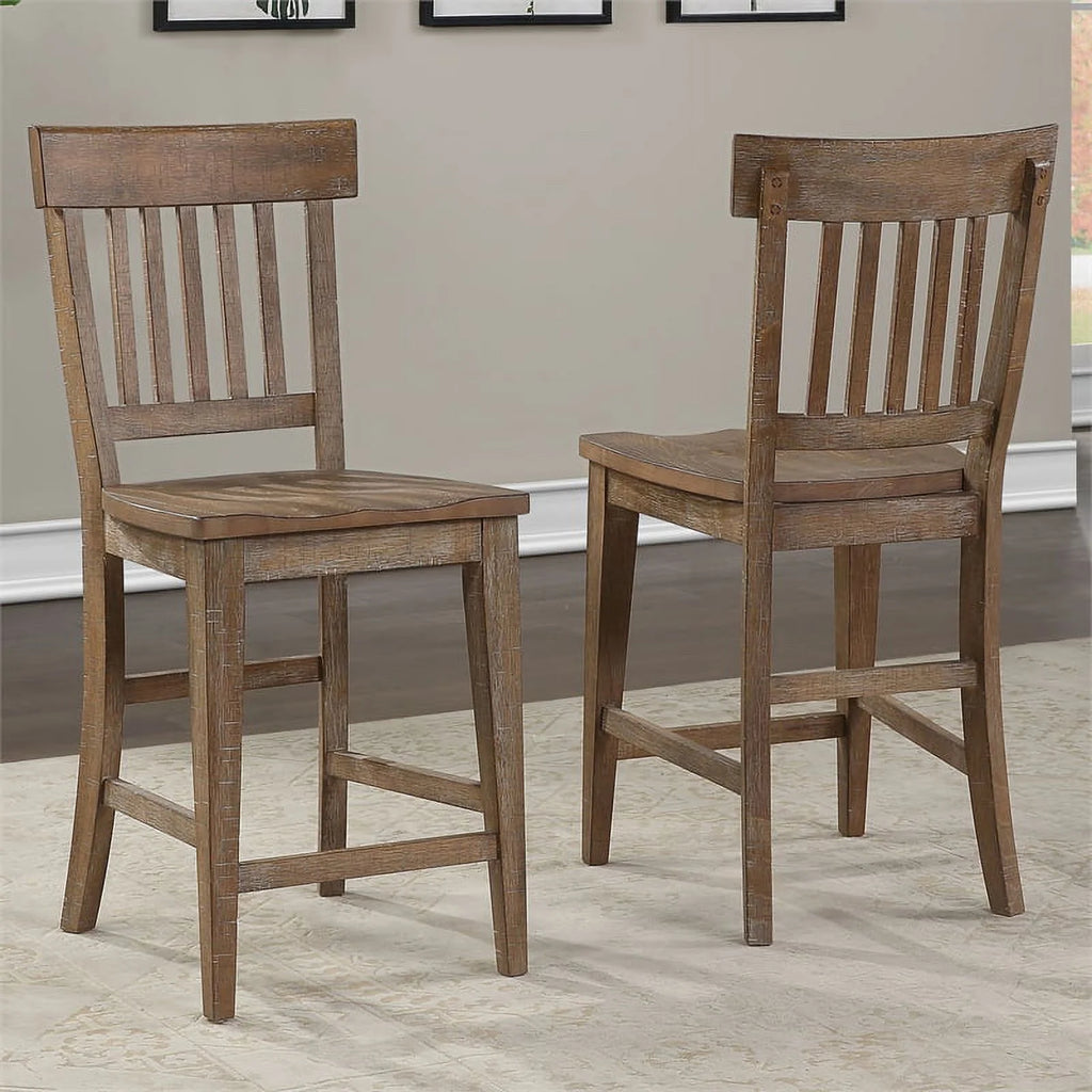Light Brown Distressed Wood 7-Piece Counter Height Dining Set P156680