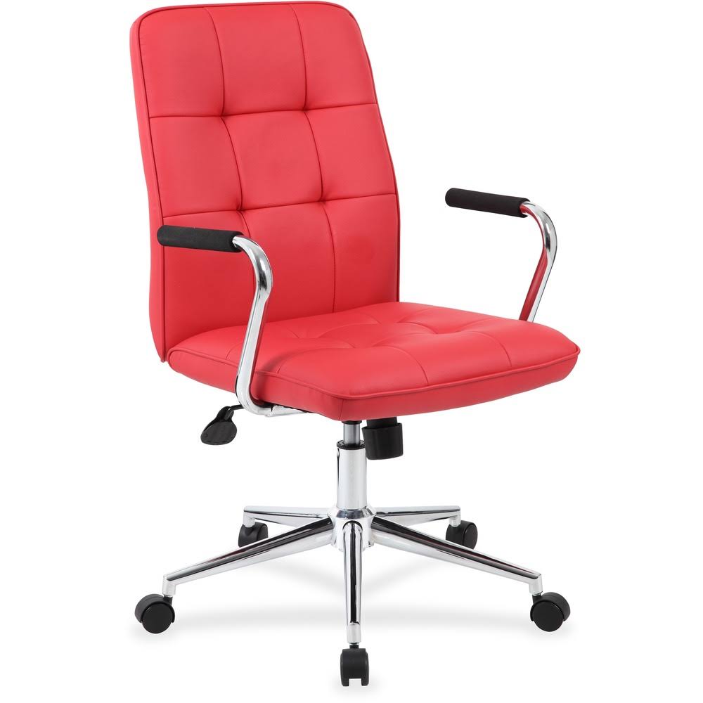 Red Vinyl Office Chair with Chrome Arms and 5-Star Base Z42917