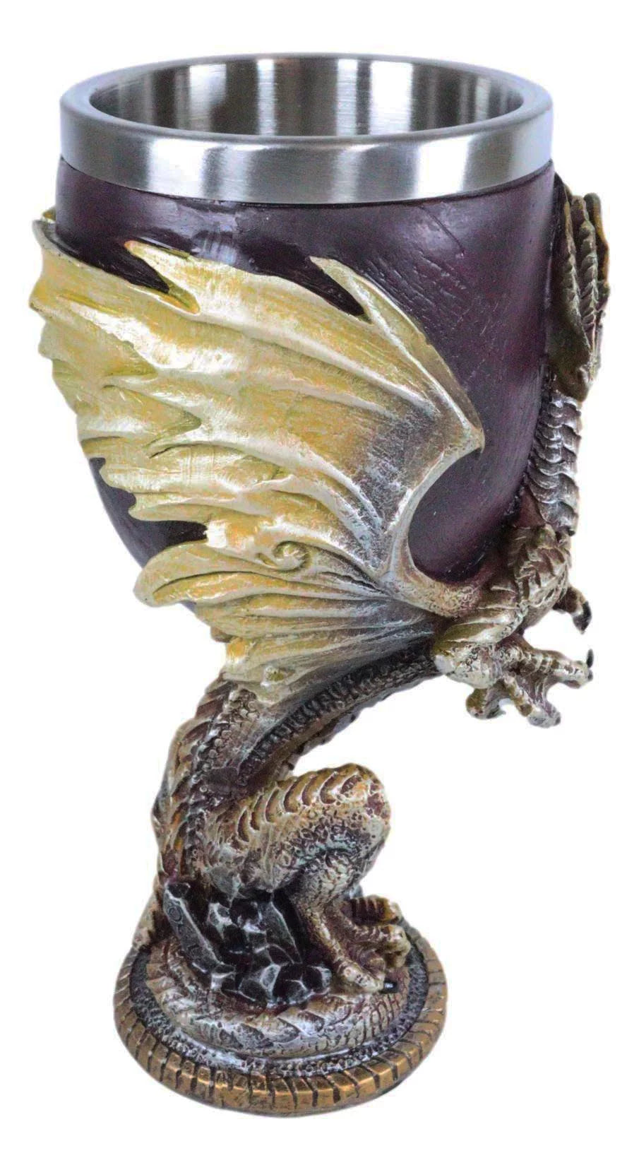 Maroon And Gold Dragon Wine Goblet 5oz S8490