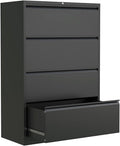 White 4 Drawer Metal Lateral File Cabinet with Lock U693534