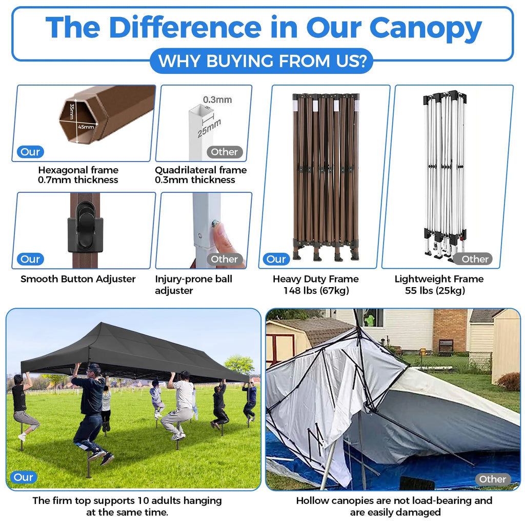 10' x 30' Pop Up Canopy with 8 Removable Sidewalls, Black D151