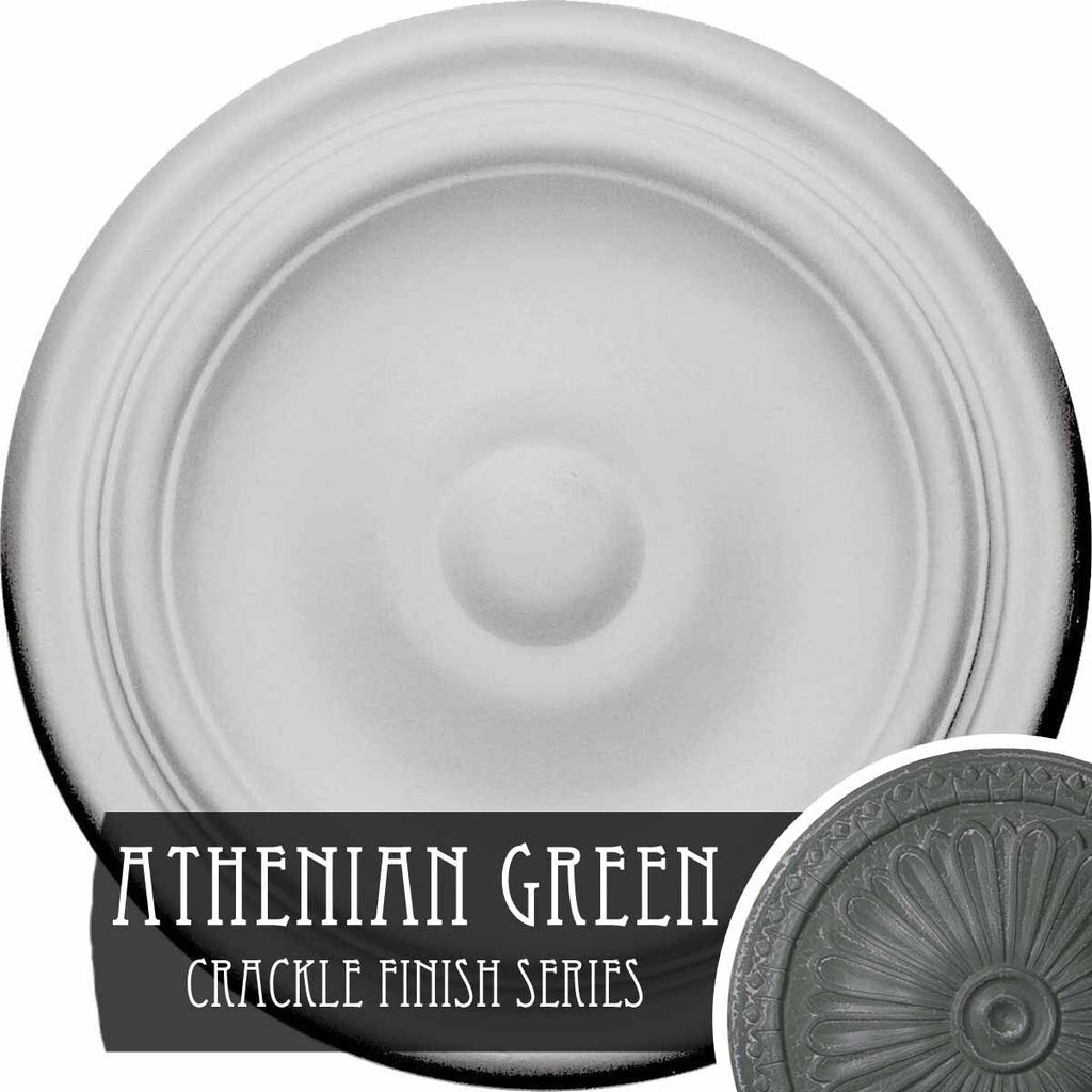 9 5/8x22OD x 1 1/8x22P Ceiling Medallion Hand-Painted Athenian Green Crackle L95882