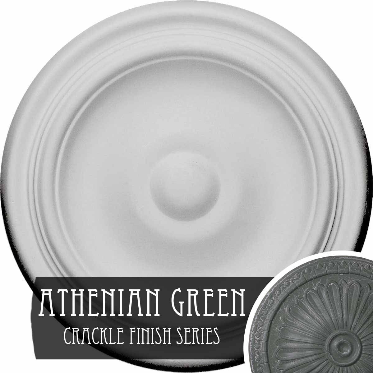 9 5/8x22OD x 1 1/8x22P Ceiling Medallion Hand-Painted Athenian Green Crackle L95882