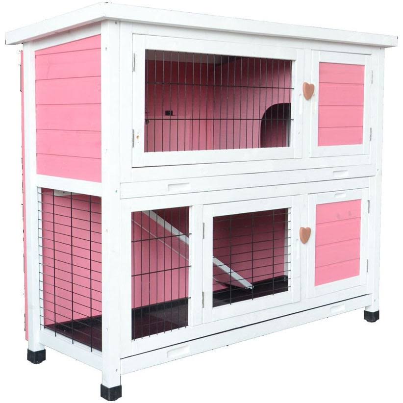 40x22 Wooden Rabbit Hutch Pet Cage Pink K448