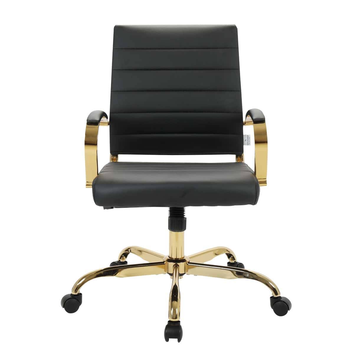 Black Leather Office Chair with Gold Frame R297876