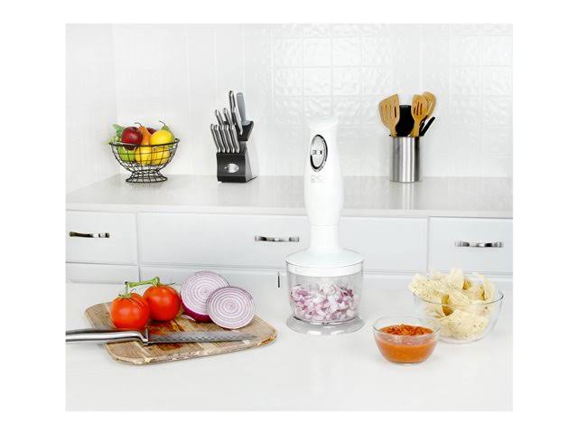 White Combi Mixer with Mixing Cup, Chopper & Whisk E215