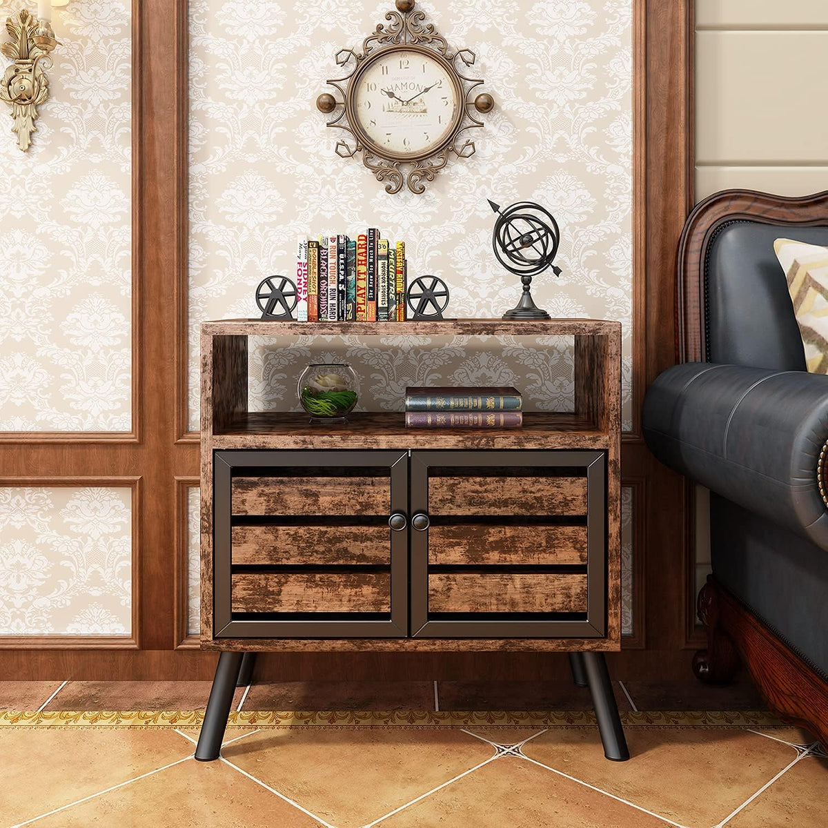 Rustic Brown Storage Sideboard Buffet Table Z75981