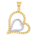 14k Two tone Gold Love Heart Charm Pendant Necklace U23526