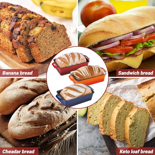 9x5 Inch Enameled Cast Iron Bread Loaf Pan with Lid, 2 Piece Set, Red B330