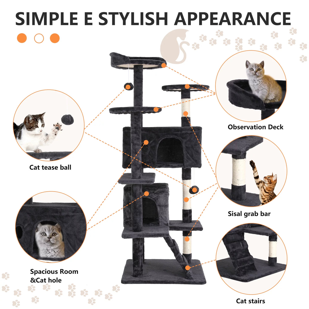 54 inch Dark Gray Cat Tree and Tower I571357