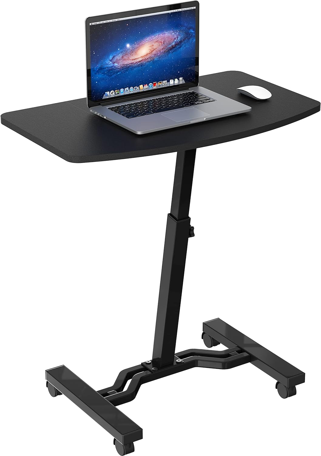 Height Adjustable Mobile Laptop Stand Desk Rolling Cart, Black Pack of 2 S272