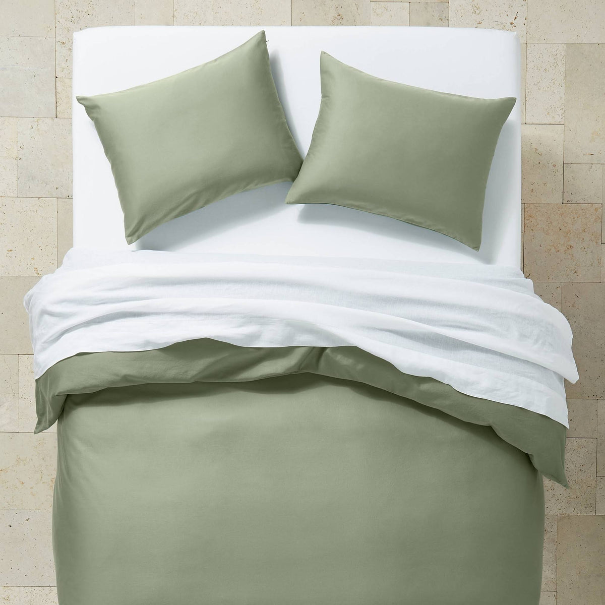 Sage Green Supima Washed Sateen Duvet & Sham Set D20483