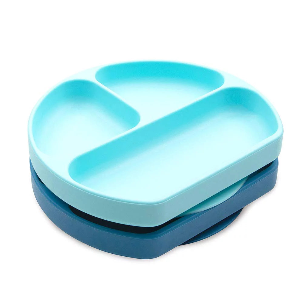 Silicone Suction Divided Baby Plate, BPA Free, 2pk Dark Blue/Blue O242475
