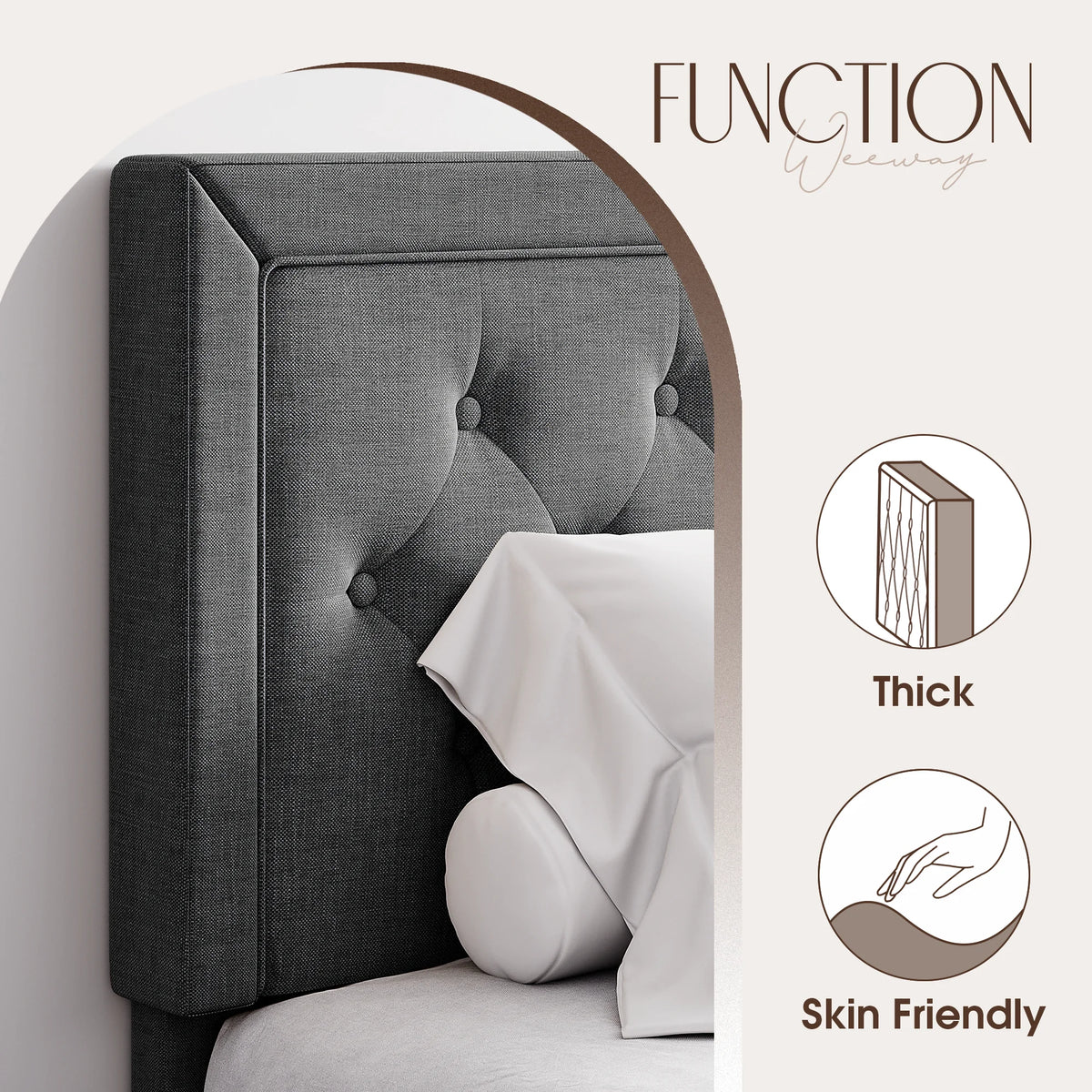 Queen Size Upholstered Platform Bed Frame with Adjustable Headboard O35950