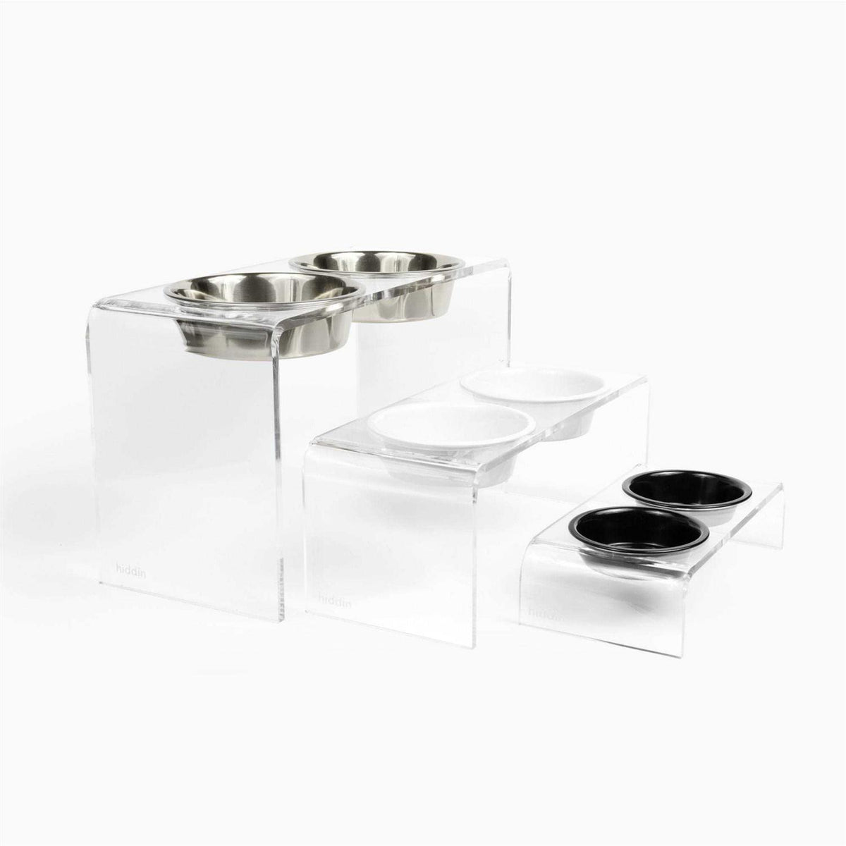 Large Clear Double Bowl Pet Feeder O309
