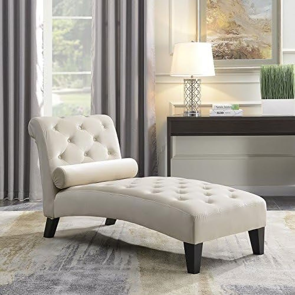 Gray Button Tufted Chaise Lounge Sofa with Hardwood Legs F8693