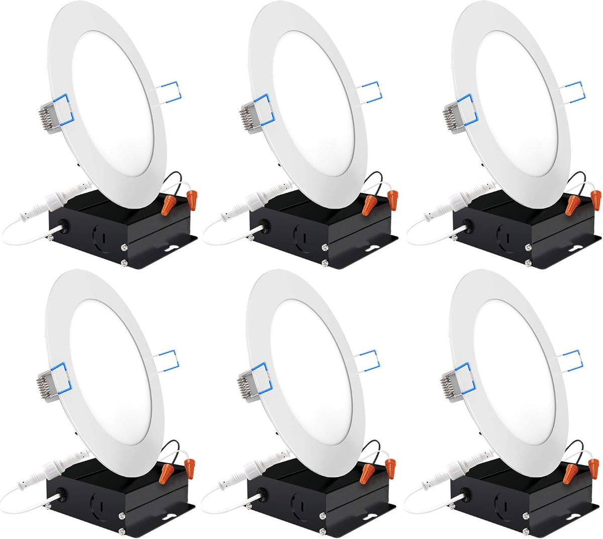 6 Pack 6 Inch Ultra Thin LED Recessed Ceiling Lights, 2700K Soft White, Dimmable 14W, 850 LM, Canless L418