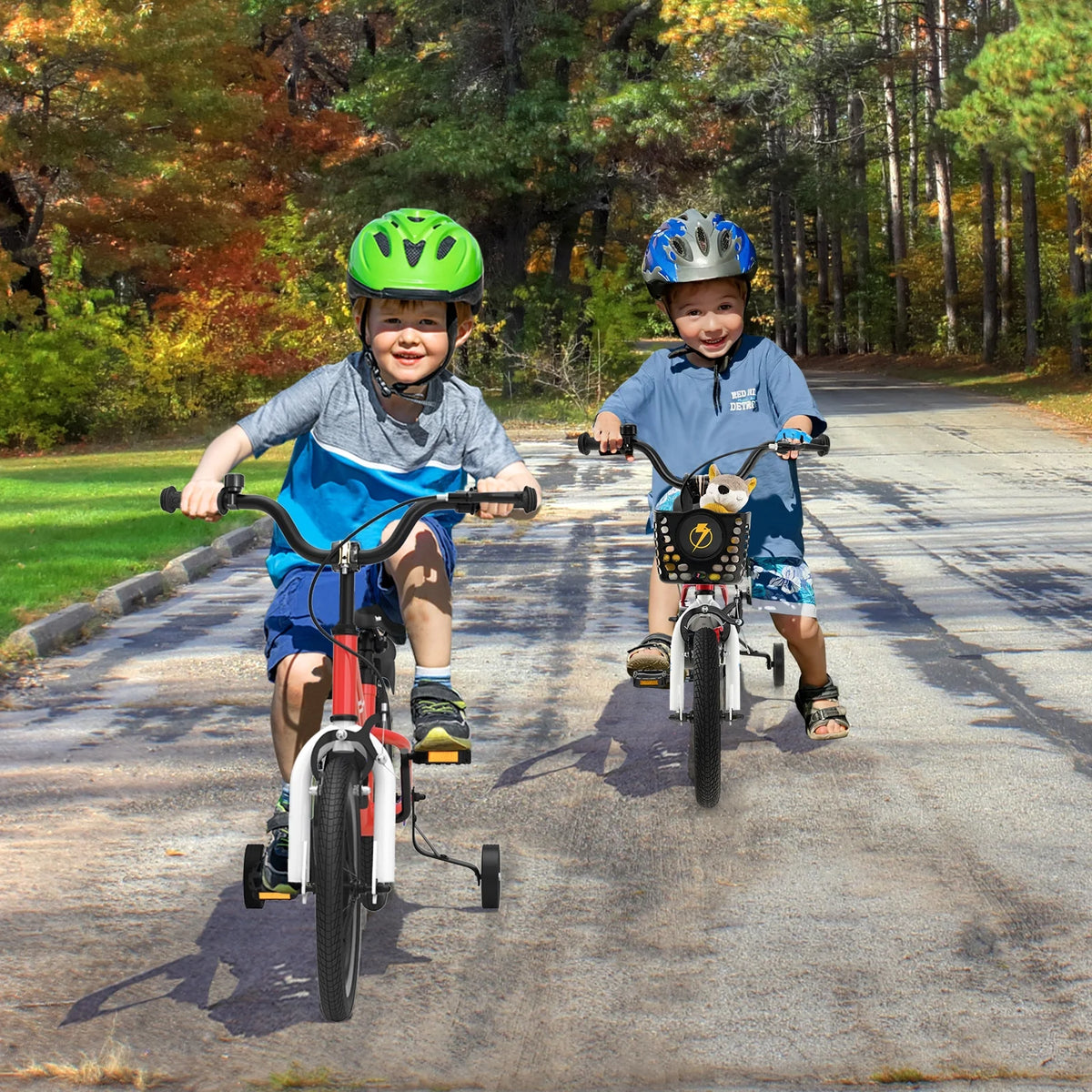 14'' Kid's Bike with Training Wheels & Basket White H19507