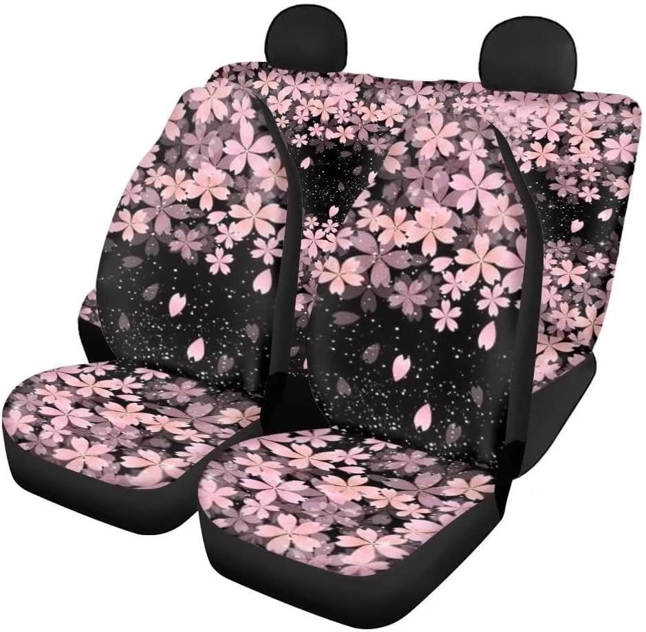 Red Kiss Lips Print 4pcs Car Seat Cover Set M24943