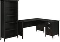 Black Suede Oak L Desk and Bookcase T931