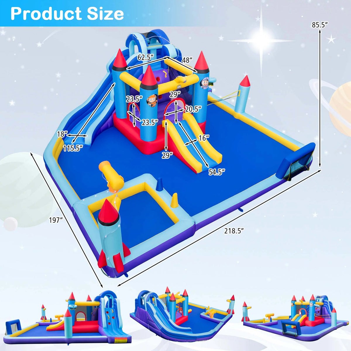 Inflatable Water Slide Park with 2 Slides Splash Pool D9841