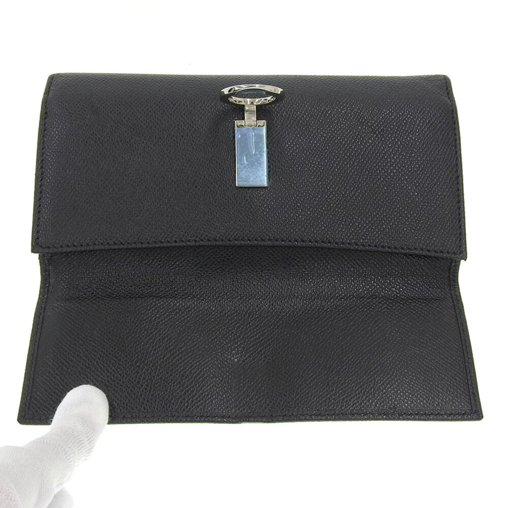 Pre-Owned Black Leather Long Wallet K50022